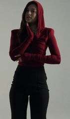Thea Bodysuit - Burgundy Structured Shoulder Bodysuit