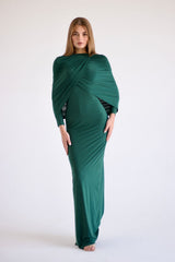 Jeanne Double-Layered Ruched Dress - Luxe Green
