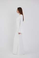 Valentina Long Sleeve Maxi Dress - White - Flowy Double Layered Gown