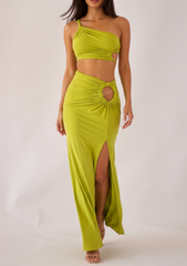 Selena Two-Piece Set in Lime Green – Structured Summer Co-ord
