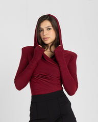 Thea Bodysuit - Burgundy Structured Shoulder Bodysuit