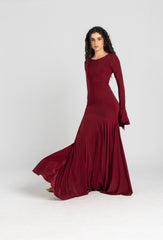 Azalea Dress – Burgundy | 10-Meter Dramatic Mermaid Flare