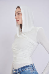 Thea Bodysuit - White Structured Shoulder Bodysuit