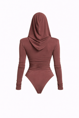 Thea Bodysuit - Dusty Rosewood Structured Shoulder Bodysuit