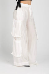 Luna Pants – Fluid Shimmer Cargo, White