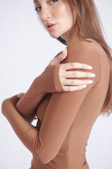 Double-Layer Long Sleeve Top – Toffee