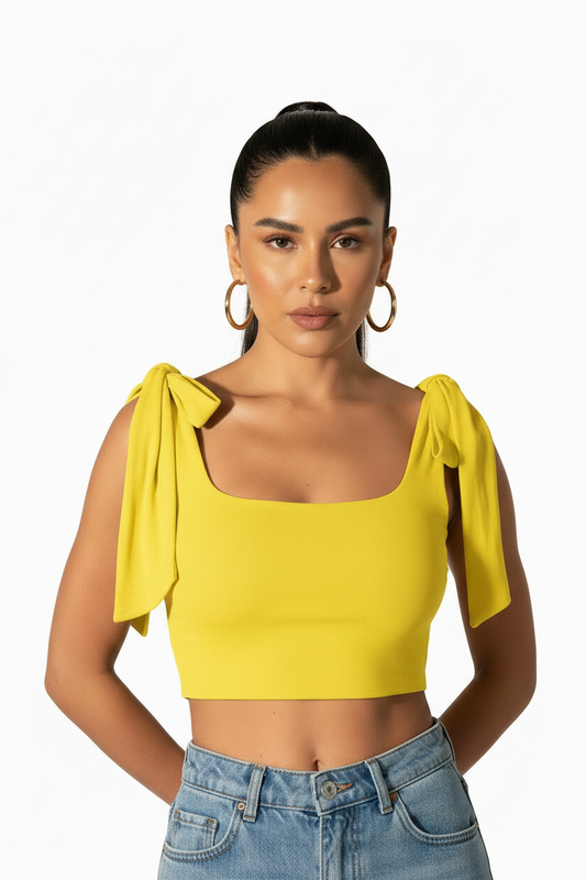 Lea Top - Yellow | Free-Tie Shoulder