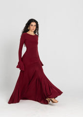 Azalea Dress – Burgundy | 10-Meter Dramatic Mermaid Flare