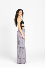 Luna Pants – Fluid Shimmer Cargo, Grey Lilac