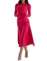 Hot Pink Kate Dress | Fitted & Flowy Double-Layer Lycra Dress