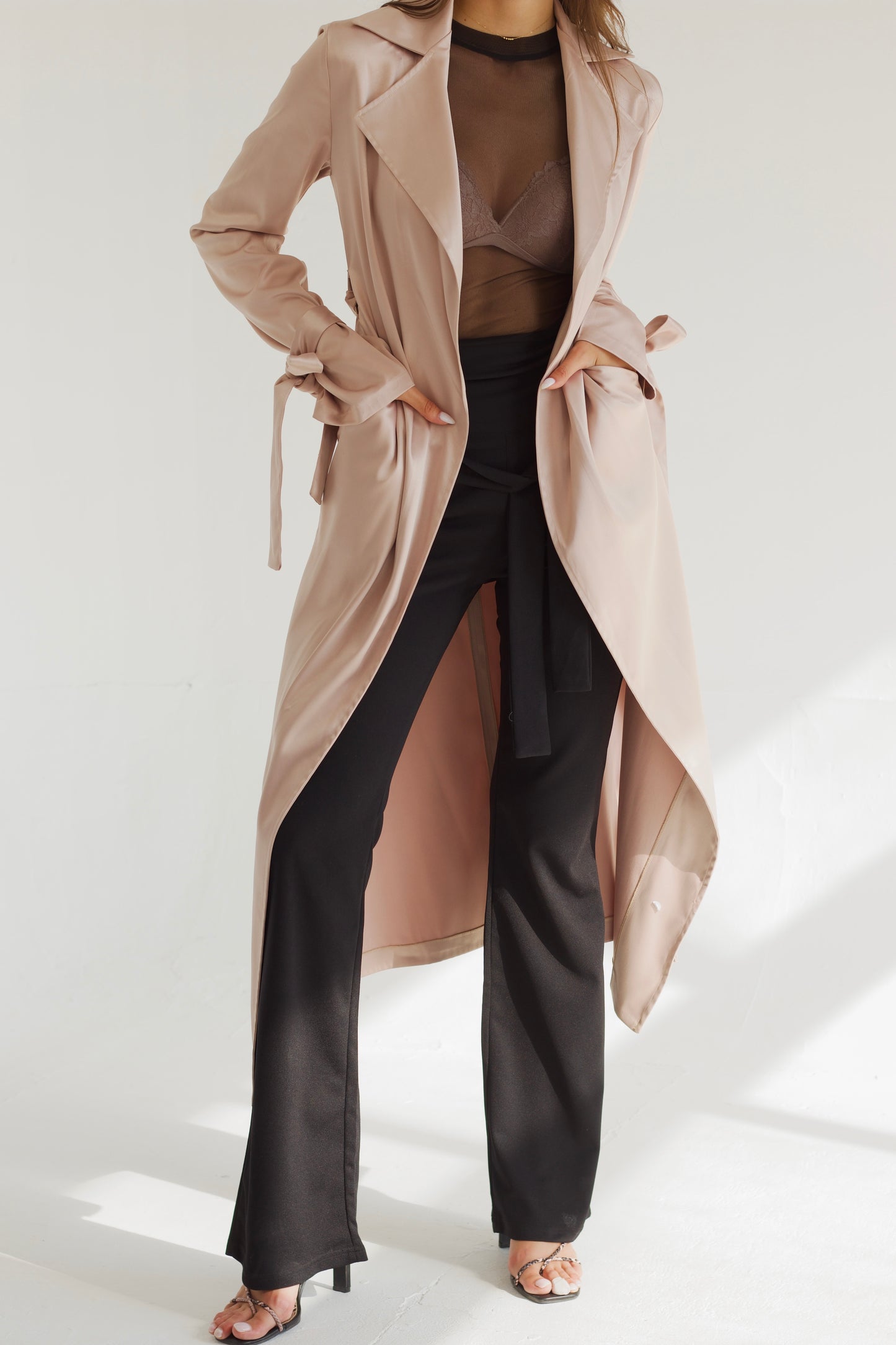 Mariana satin trench coat