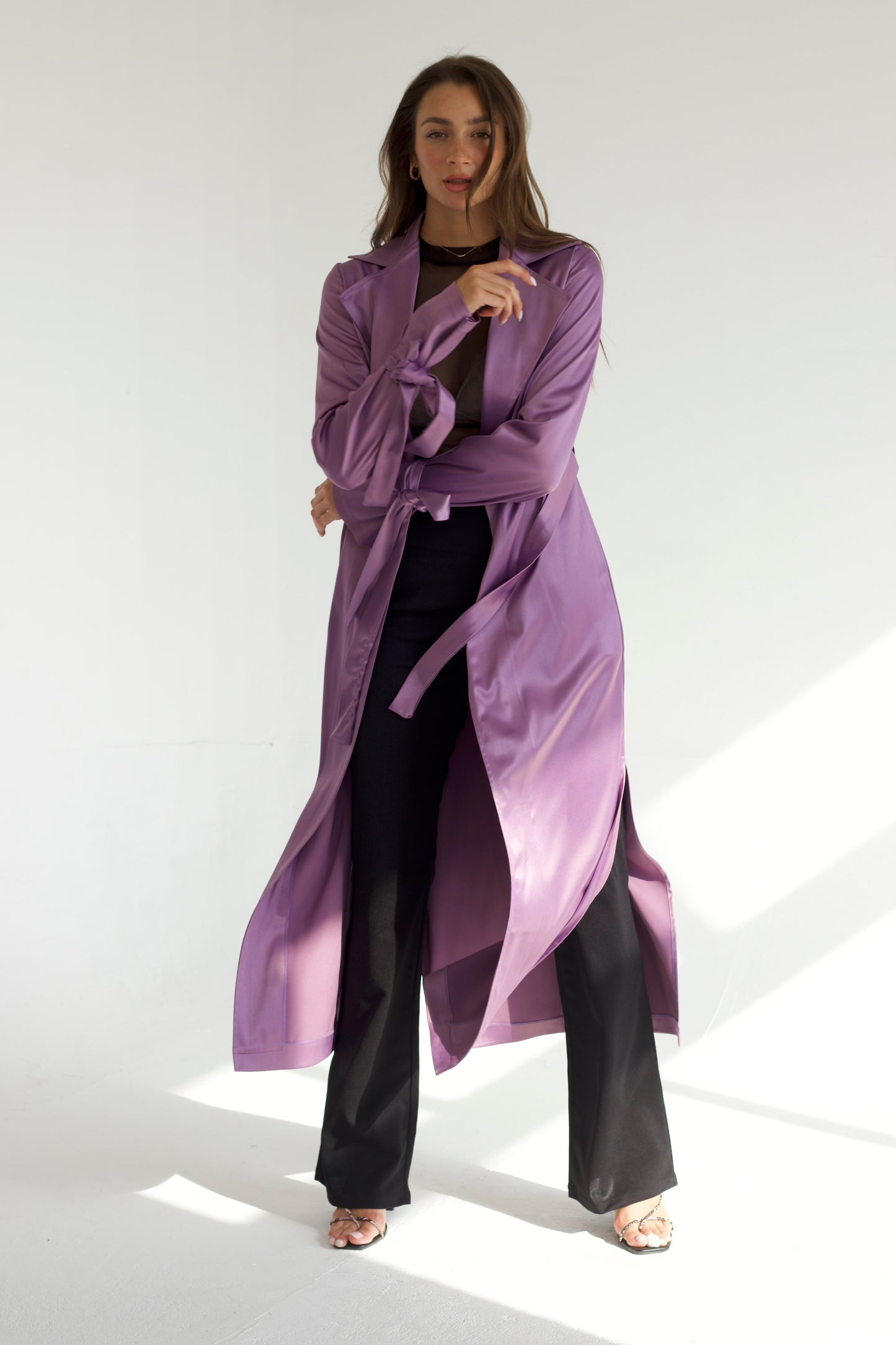 Mariana satin trench coat