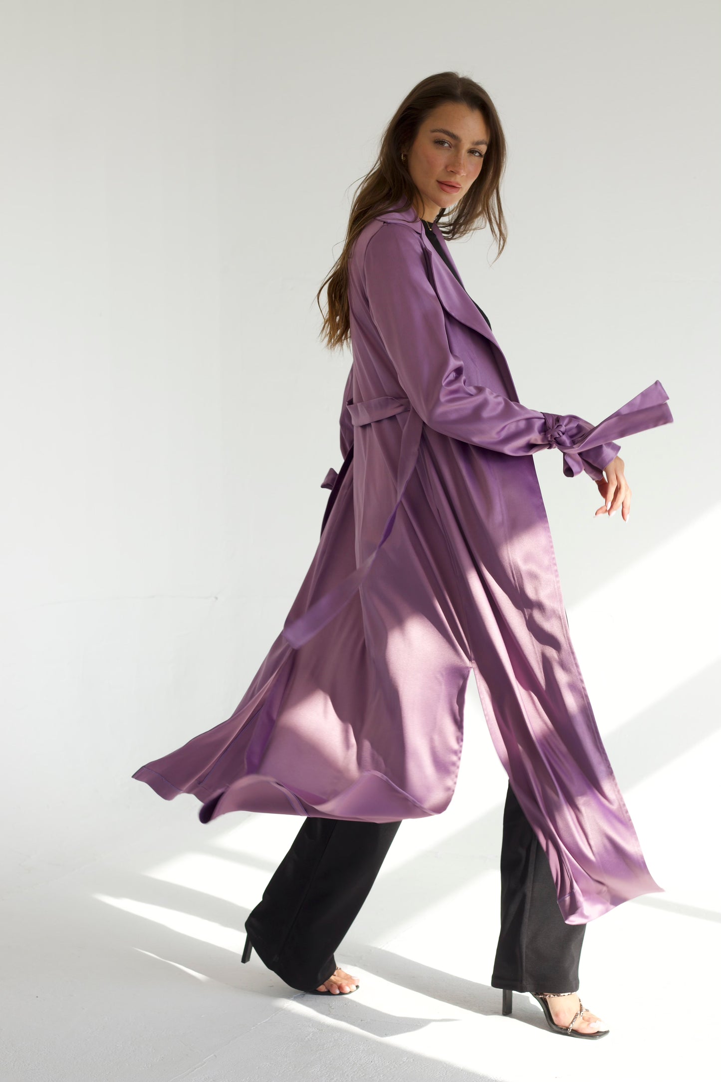 Mariana satin trench coat