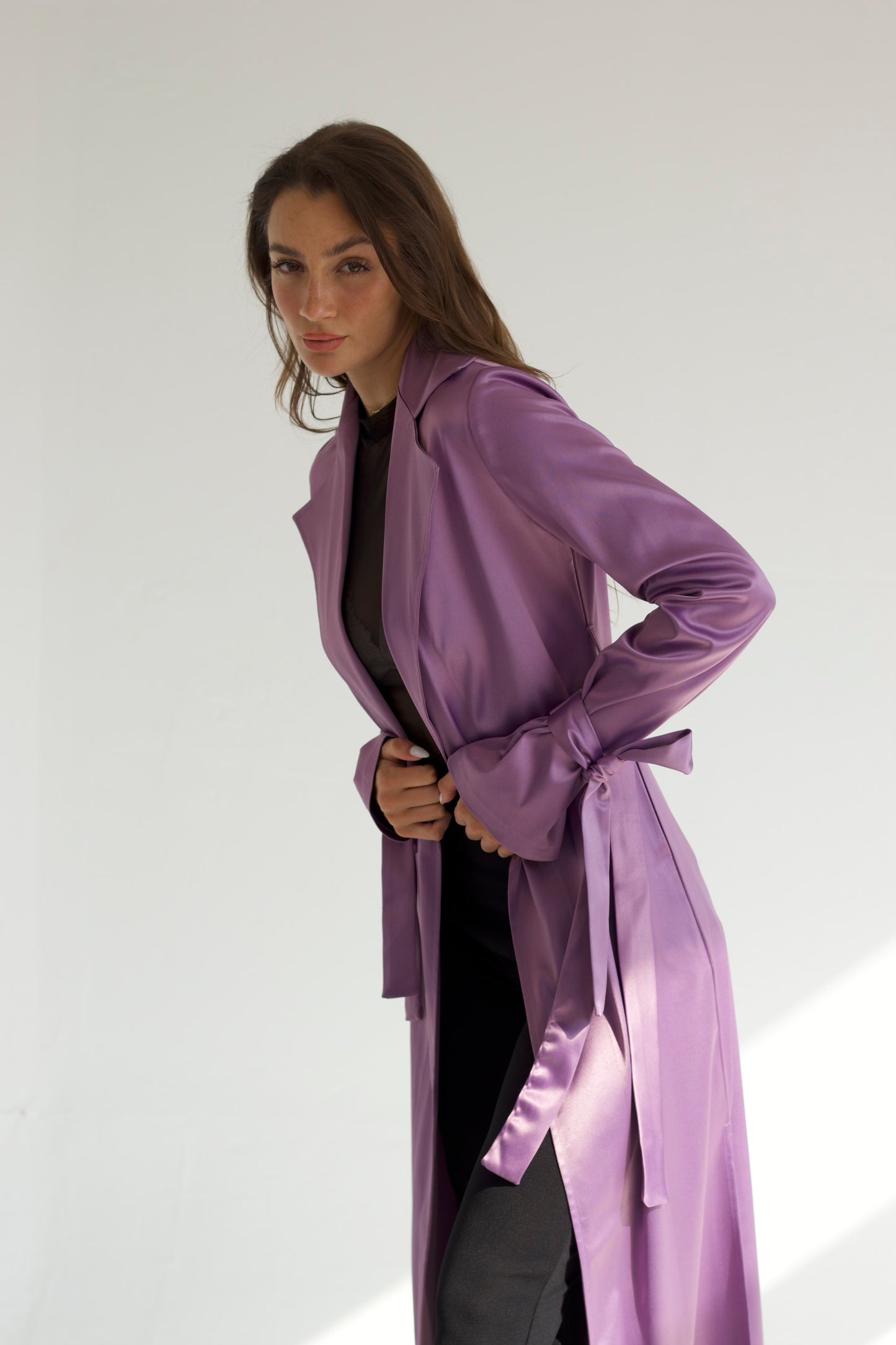 Mariana satin trench coat