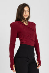 Thea Bodysuit - Burgundy Structured Shoulder Bodysuit