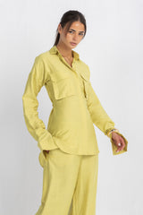 Double Belted Chemise Set — Apple Green