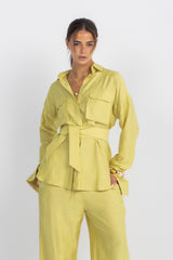 Double Belted Chemise Set — Apple Green