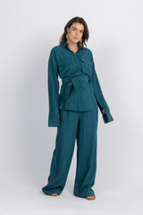 Double Belted Chemise Set — Teal