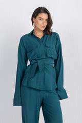 Double Belted Chemise Set — Teal