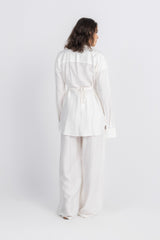 Double Belted Chemise Set — White