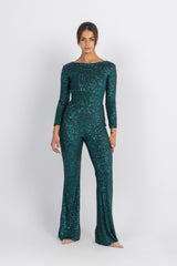 Cher Long Sleeve Sequin Jumpsuit – Glam Stretch One-Piece