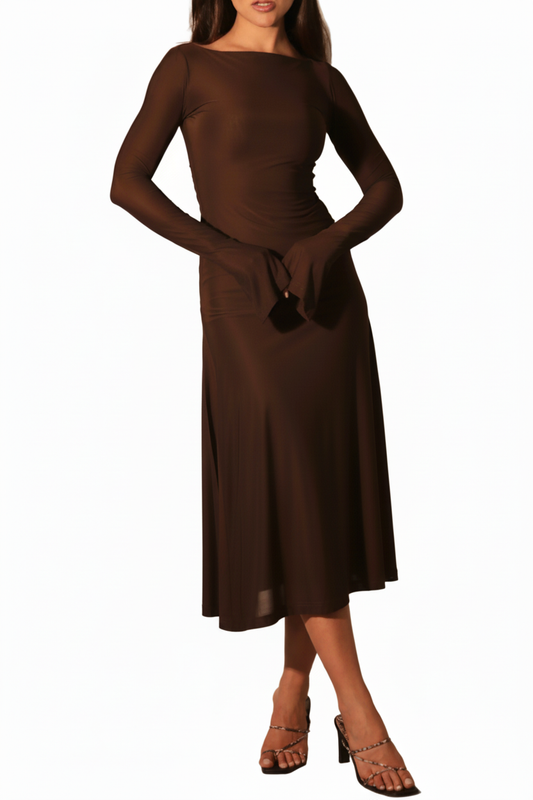Kate Dress Chocolate Brown - Front