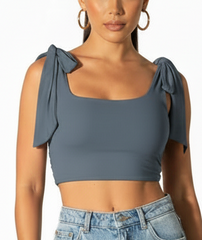 Lea Top - Grey | Free-Tie Shoulder