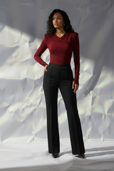Thea Bodysuit - Burgundy Structured Shoulder Bodysuit