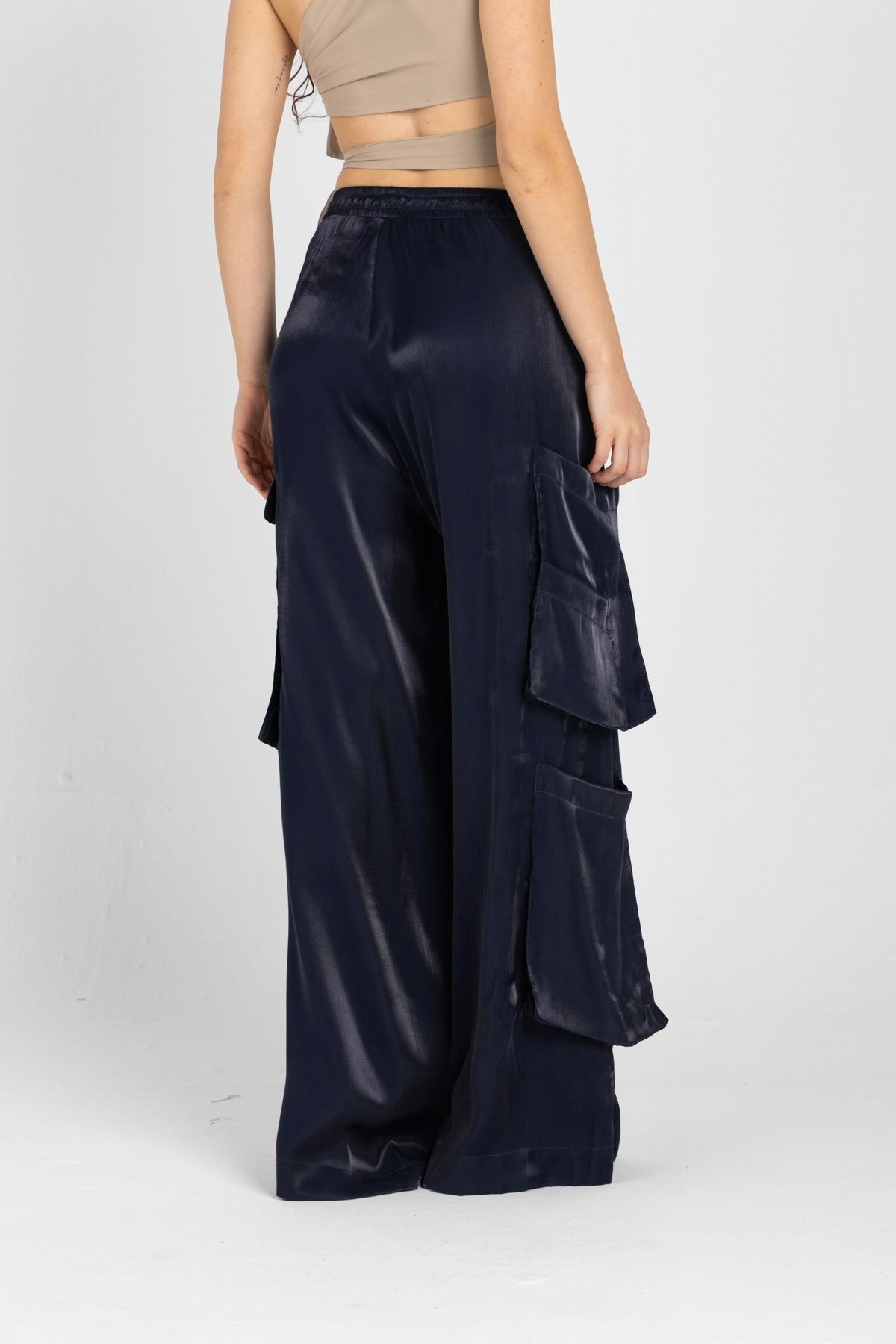 Luna Pants – Fluid Shimmer Cargo, Dark Blue