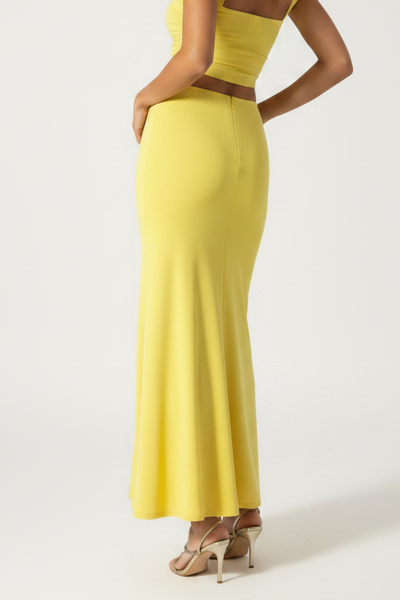 Summer Yellow Serena Double Layer Flowy Skirt - Premium Lycra