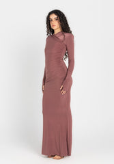 Bordeaux Hooded Bodycon Dress - Dusty Rosewood