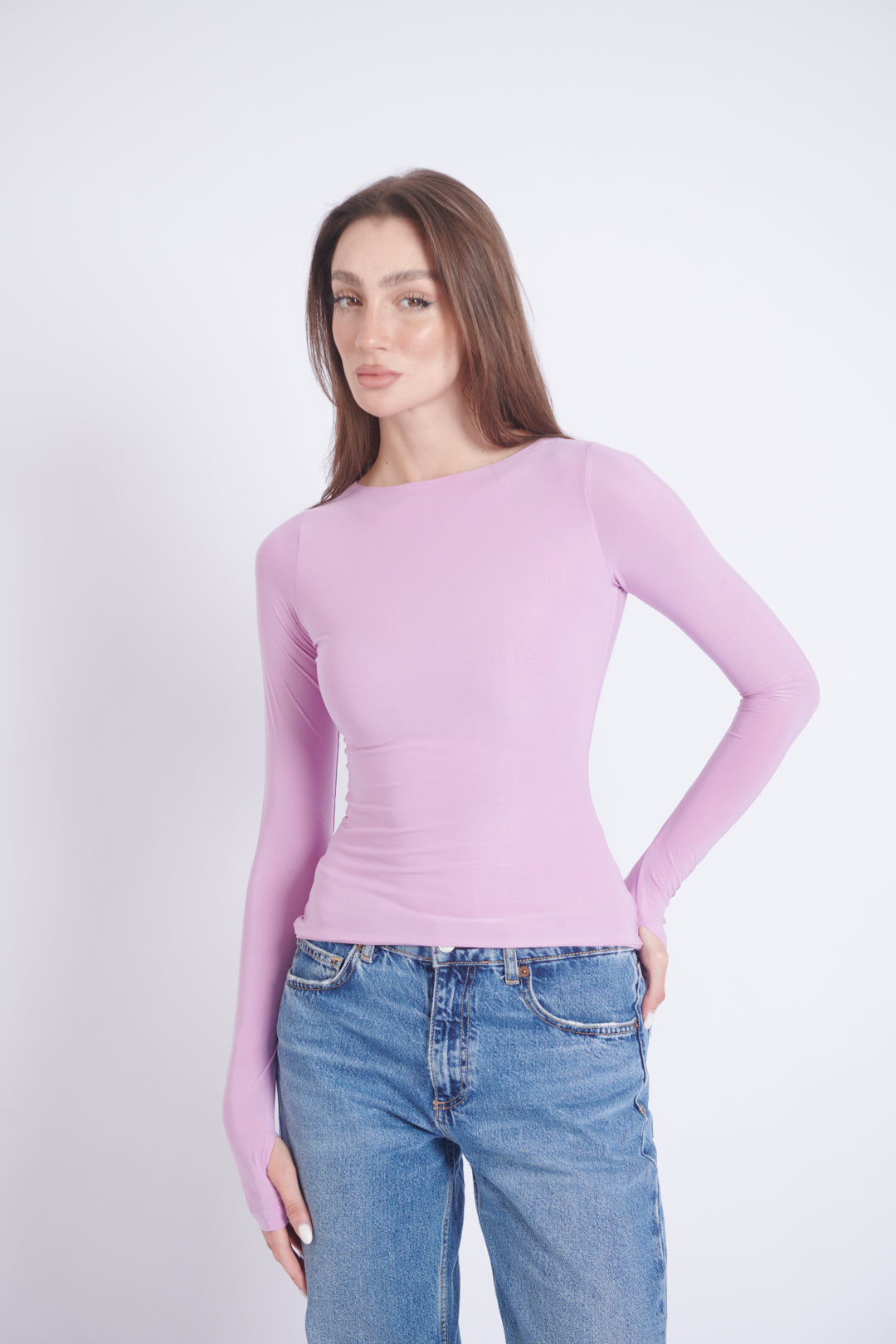 Double-Layer Long Sleeve Top – Lilac