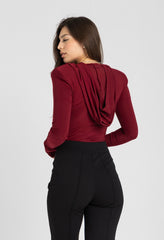 Thea Bodysuit - Burgundy Structured Shoulder Bodysuit
