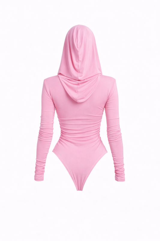 Thea Bodysuit - Bubble Gum Pink Structured Shoulder Bodysuit