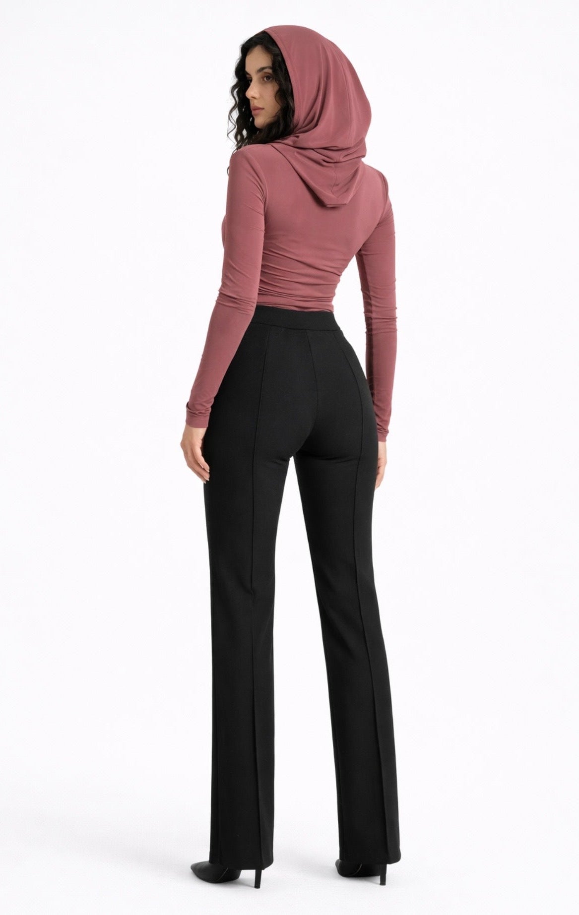 Monaco French Seam Pants tailored black straight leg trousers with elongating French seam detail casual formal pants – Sand