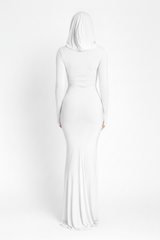 White evening gown on a white background