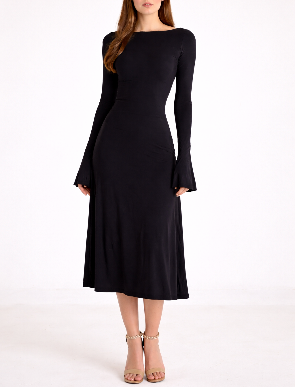 Black Kate Dress | Fitted & Flowy Double-Layer Lycra Dress