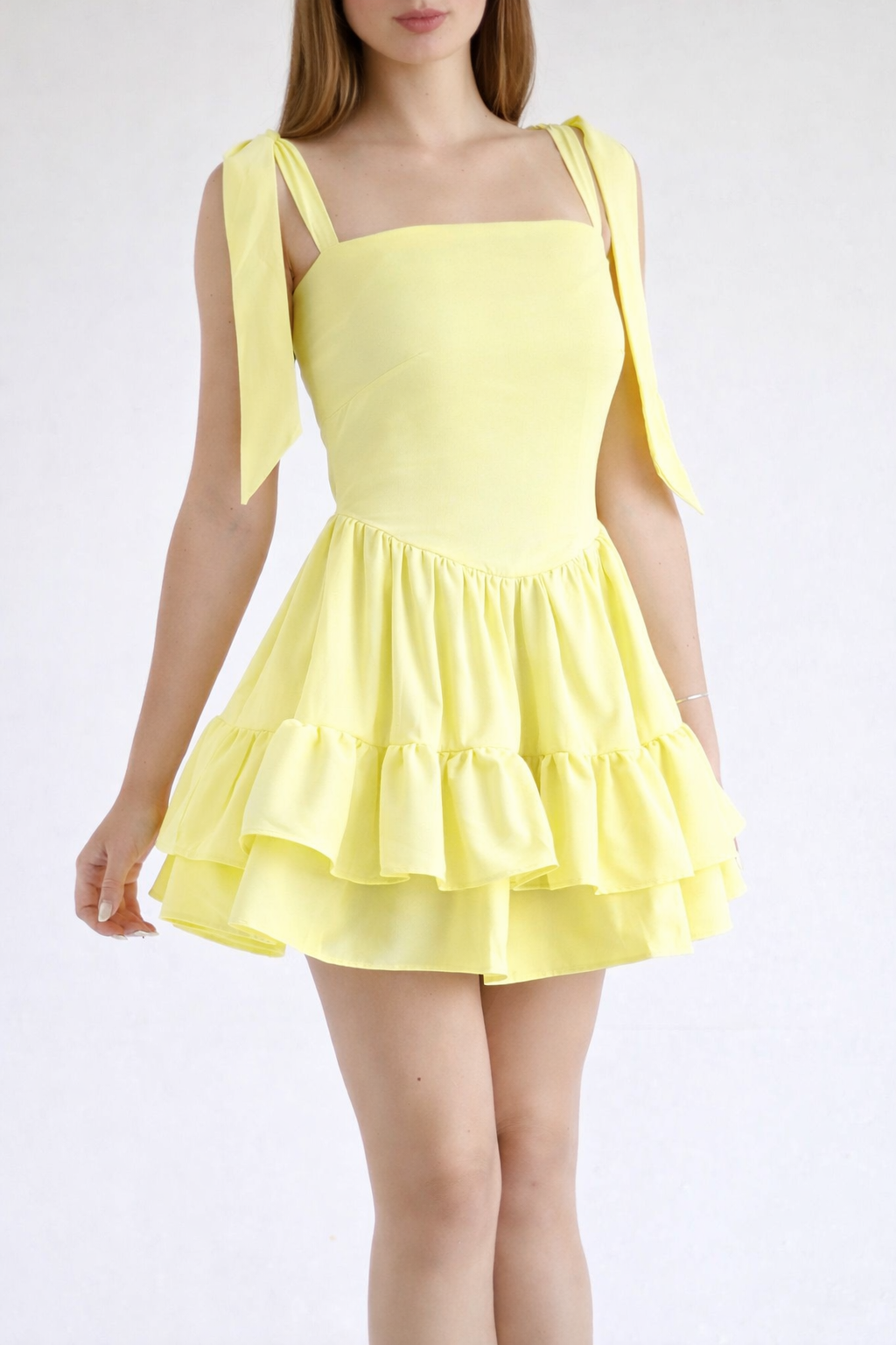 Aurora Dress Mini - Powder Yellow | Elegant Summer Mini Dress