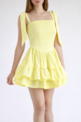 Aurora Dress Mini - Powder Yellow | Elegant Summer Mini Dress