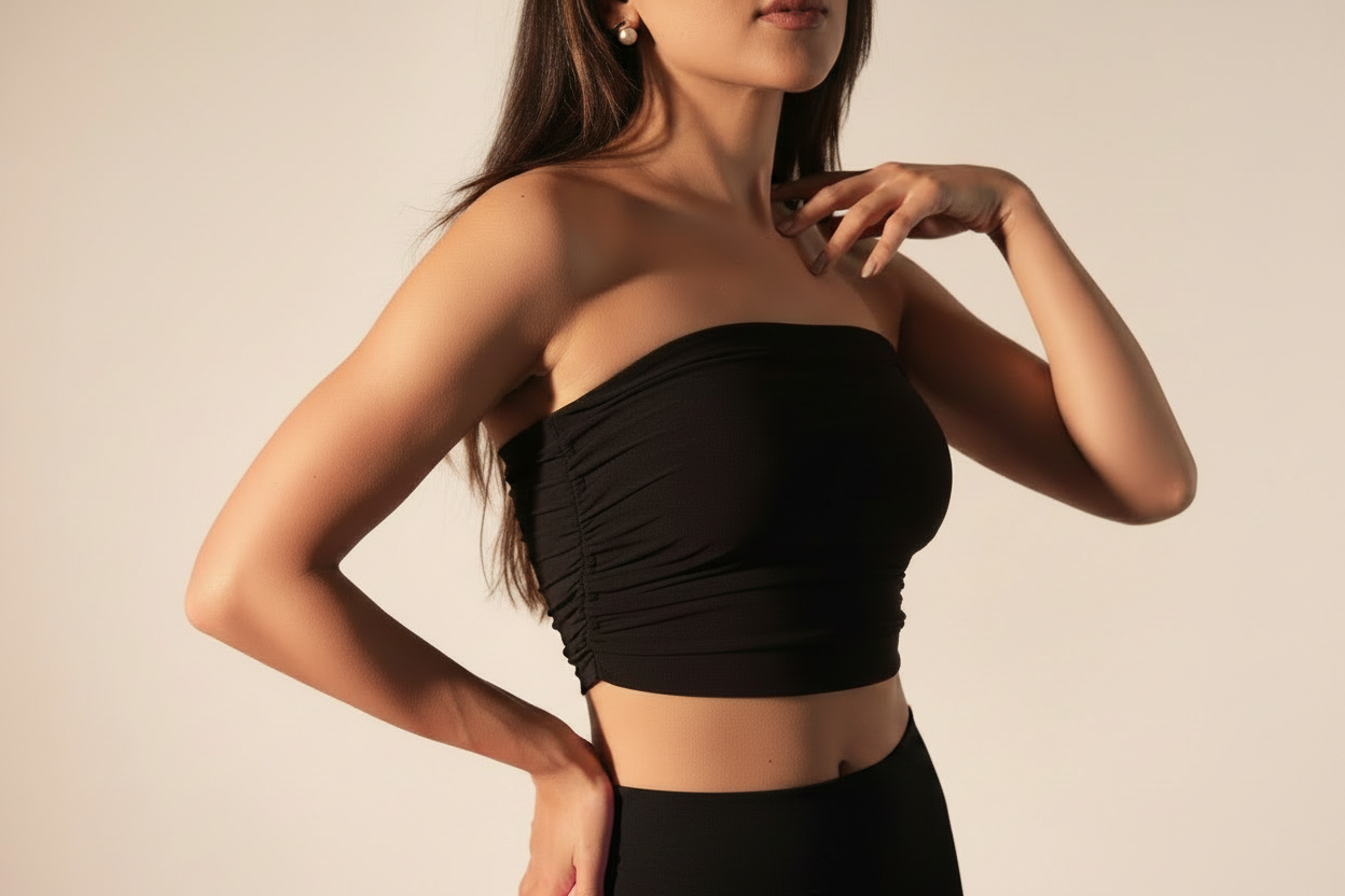 Ruched Strapless Bandeau Top