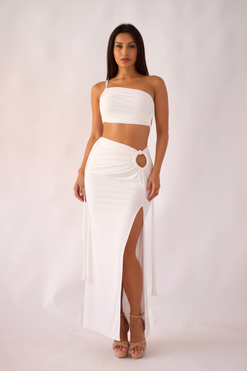 Selena Two-Piece Set in White – Structured Summer Co-ord