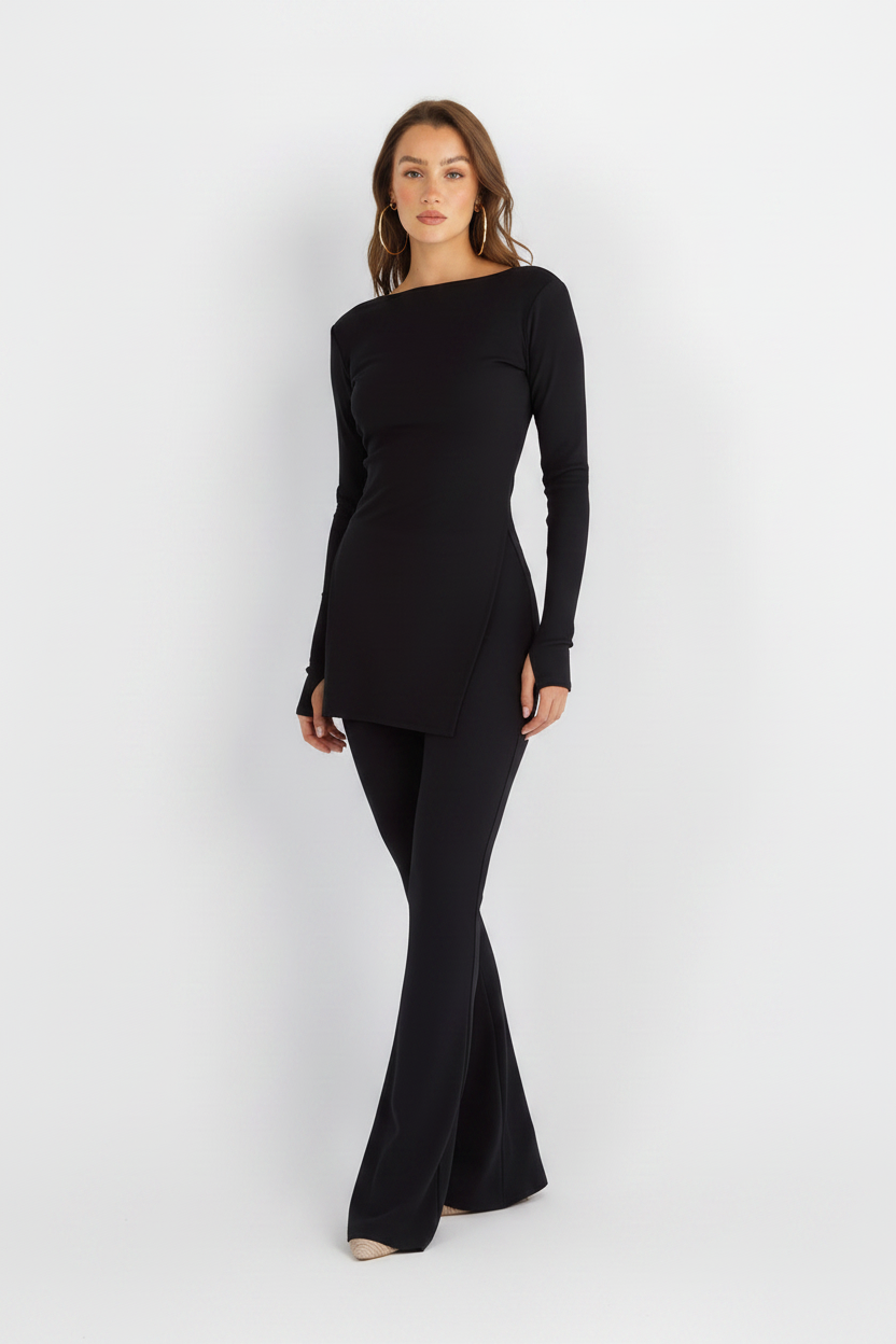 Oxford Set – Black | Double Layered Two-Piece Outfit