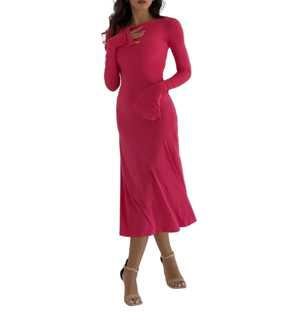 Hot Pink Kate Dress | Fitted & Flowy Double-Layer Lycra Dress