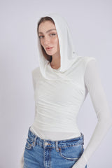 Thea Bodysuit - White Structured Shoulder Bodysuit