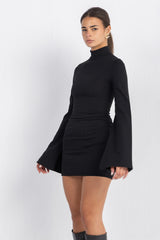 Cascade Mini Body-Cone Dress | Black