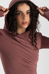 Thea Bodysuit - Dusty Rosewood Structured Shoulder Bodysuit