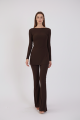 Oxford Set – Chocolate Brown | Double Layered Two-Piece Outfit