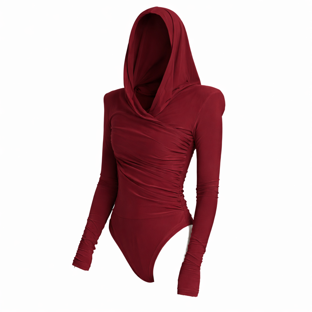 Thea Bodysuit - Burgundy Structured Shoulder Bodysuit