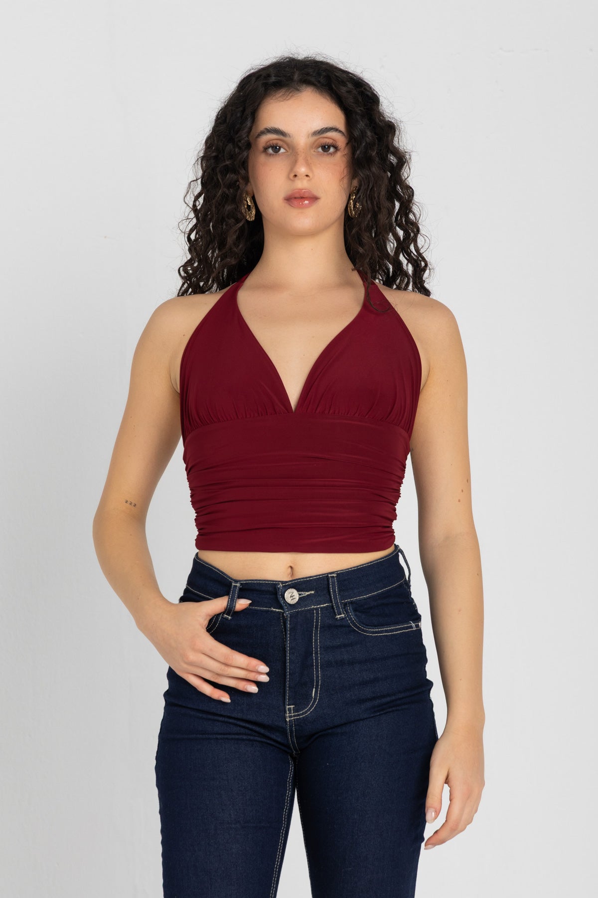 Sculpt Halter Top – Burgundy
