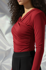 Thea Bodysuit - Burgundy Structured Shoulder Bodysuit